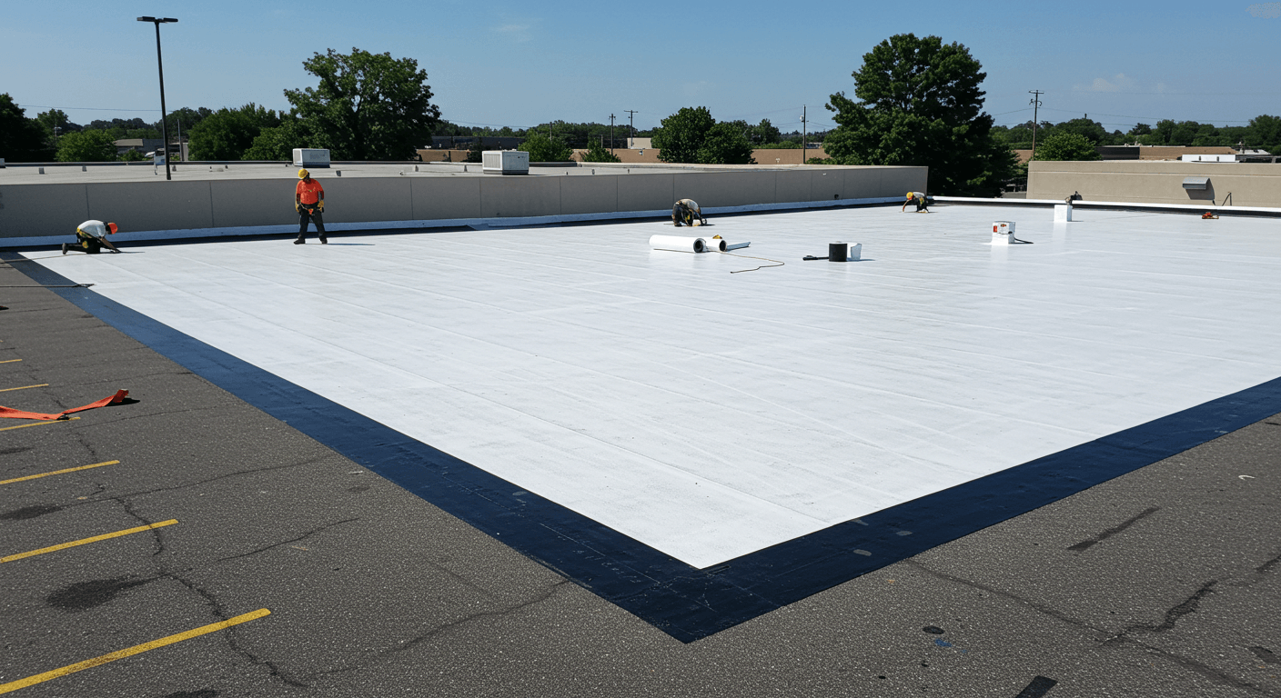 Energy-efficient TPO cool roof installation on commercial property in Orlando